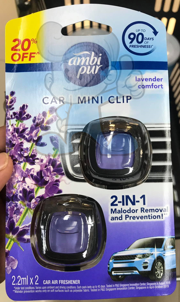 Ambi Pur Car Mini Clip Car Air Freshener Lavender Comfort (2 x 2's mL)