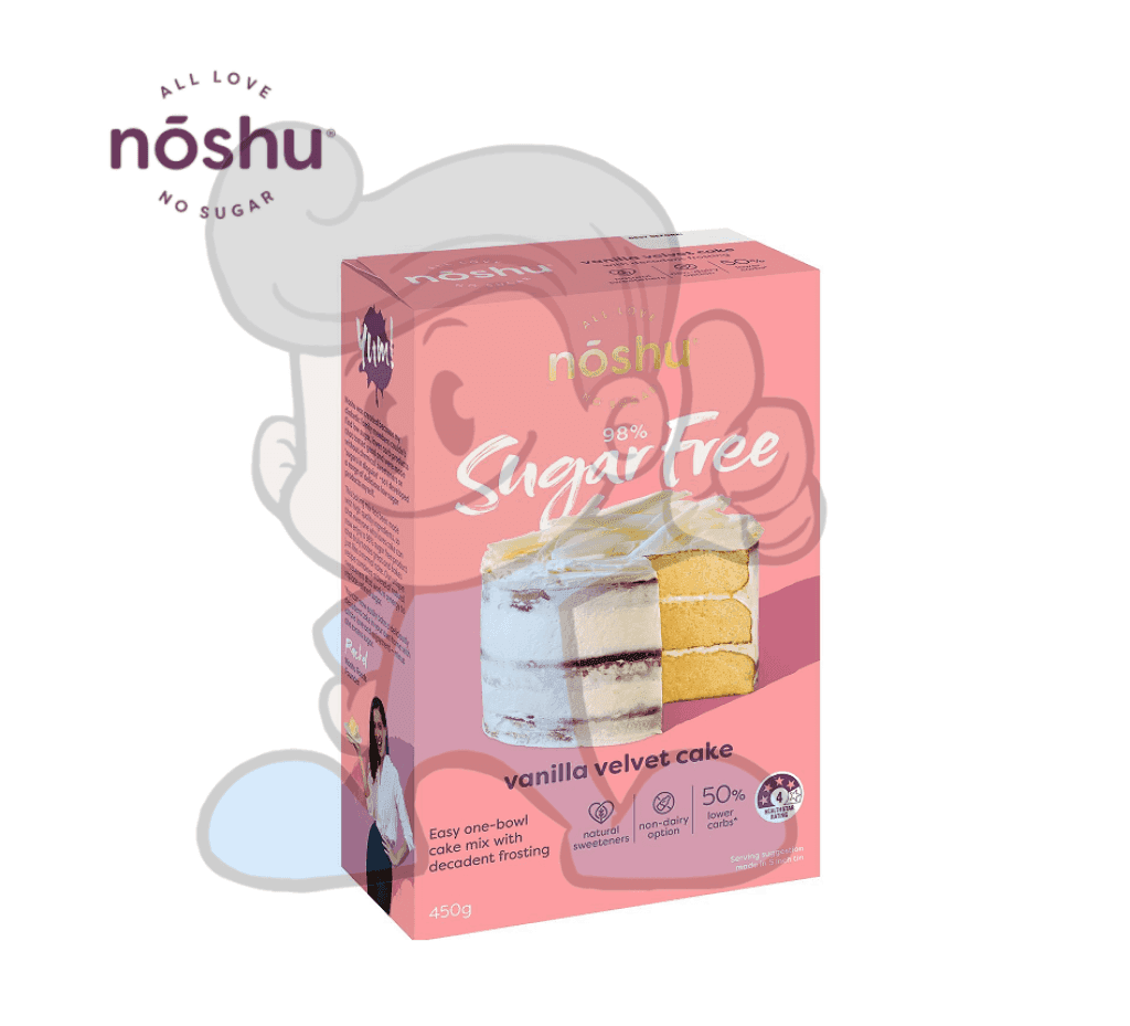 Noshu 98% Sugar Free Vanilla Velvet Cake Mix 450G Groceries