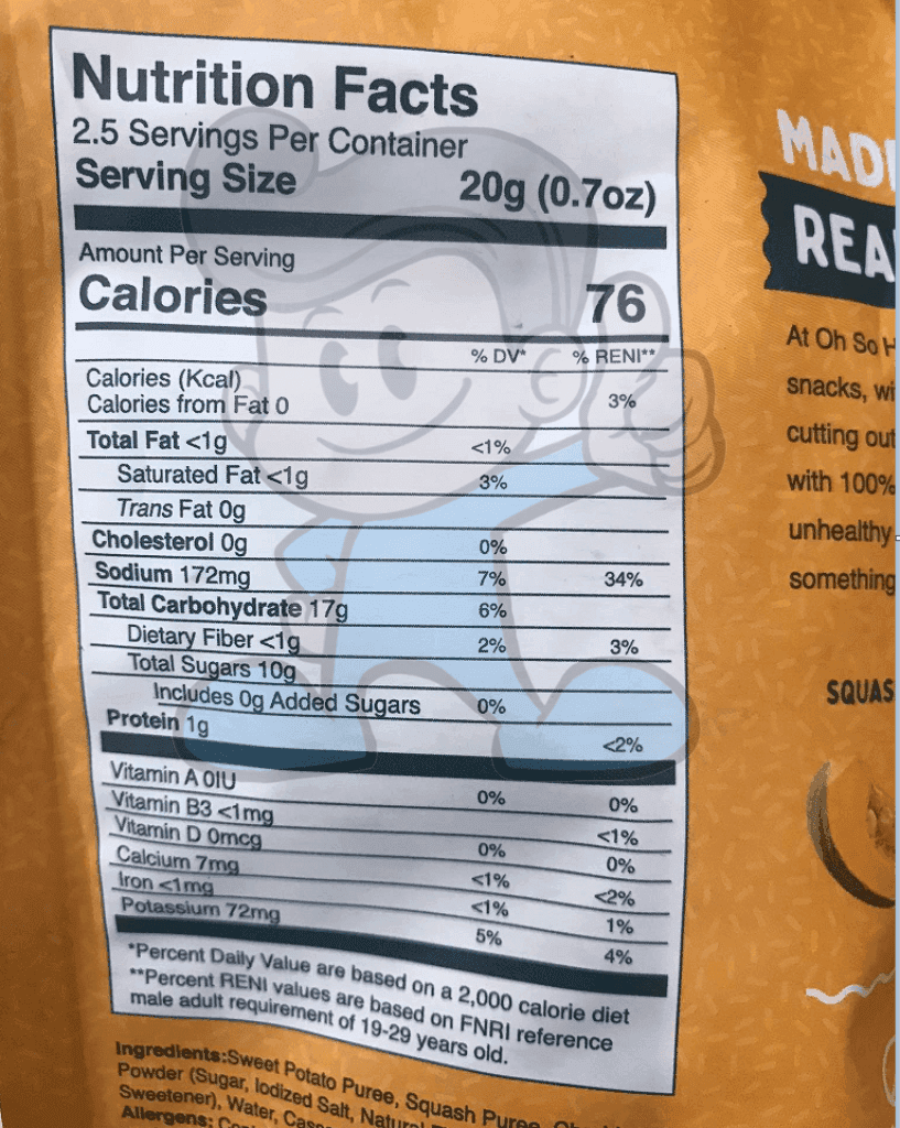 Oh So Healthy! Squash Cheese Veggie Crisps (2 X 50G) Groceries