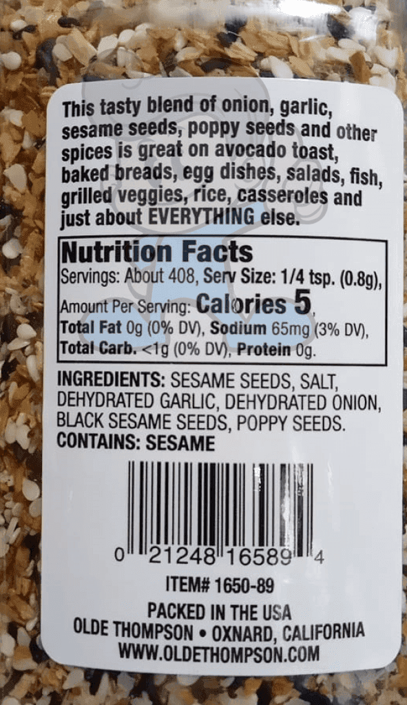 Olde Thompson Everything Bagel Seasoning 326G Groceries