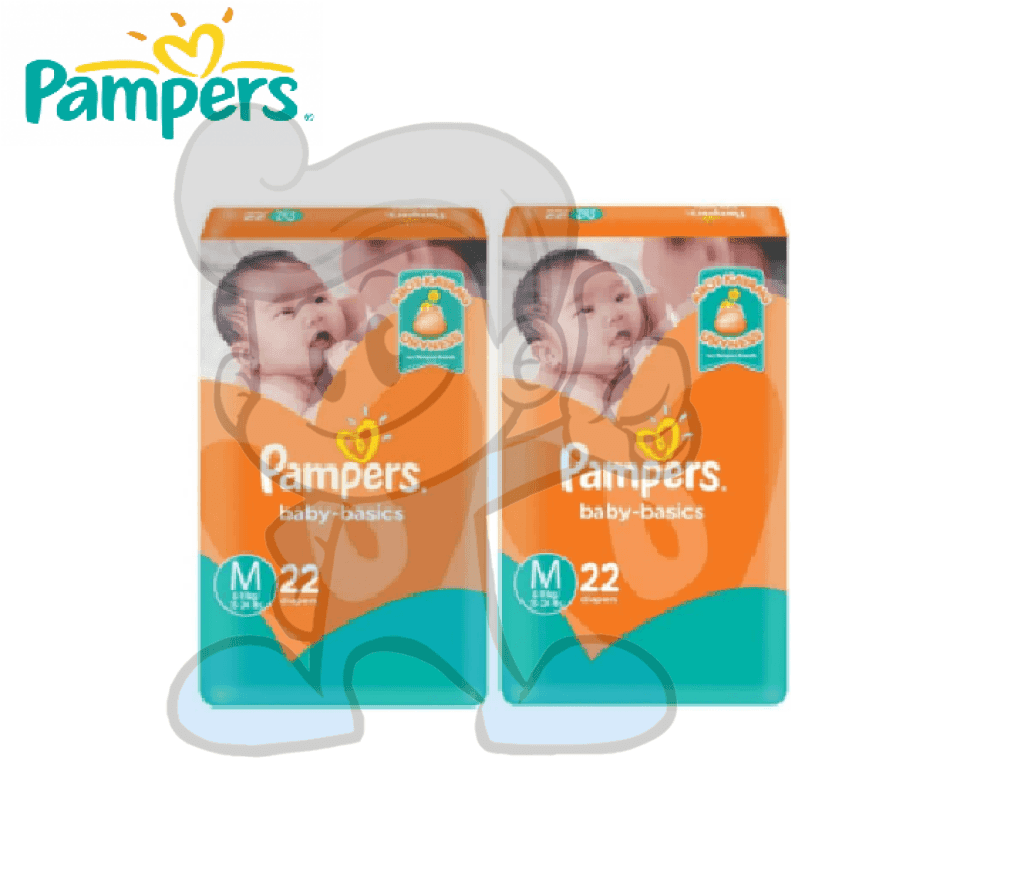 Pampers Baby Basics Disposable Diaper Medium (2 X 22S) Mother &