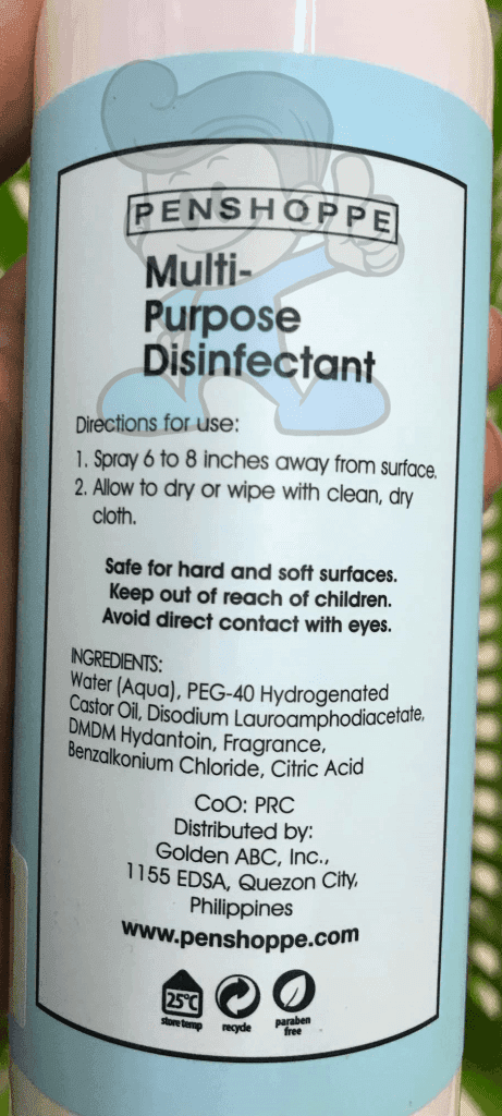 Penshoppe Multipurpose Disinfectant Antibacterial Spray Clean Citrus Scent (2 X 300 Ml) Household