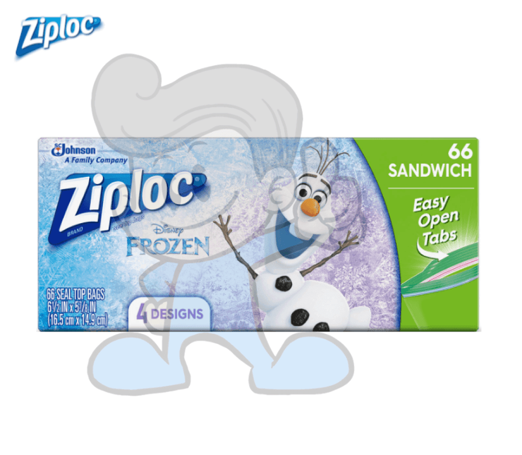 Ziploc Sandwich Bags, Seal Top, Disney Frozen II 66 ea, Plastic Bags