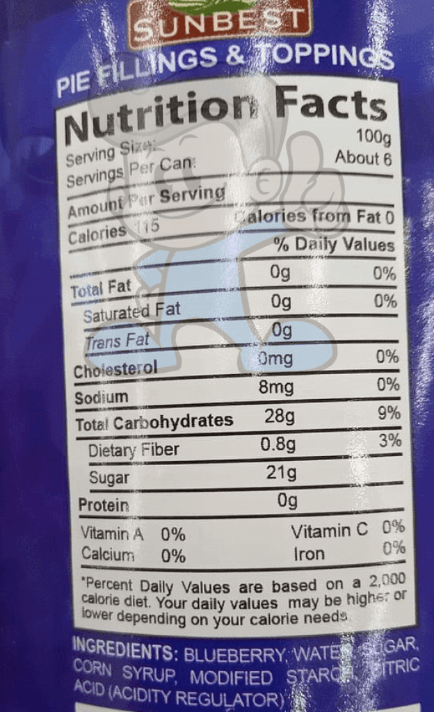 Sunbest Blueberry Pie Fillings And Toppings (2 X 595 G) Groceries