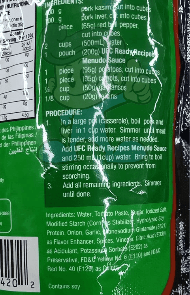 Ufc Ready Recipes Menudo Sauce (6 X 200 G) Groceries