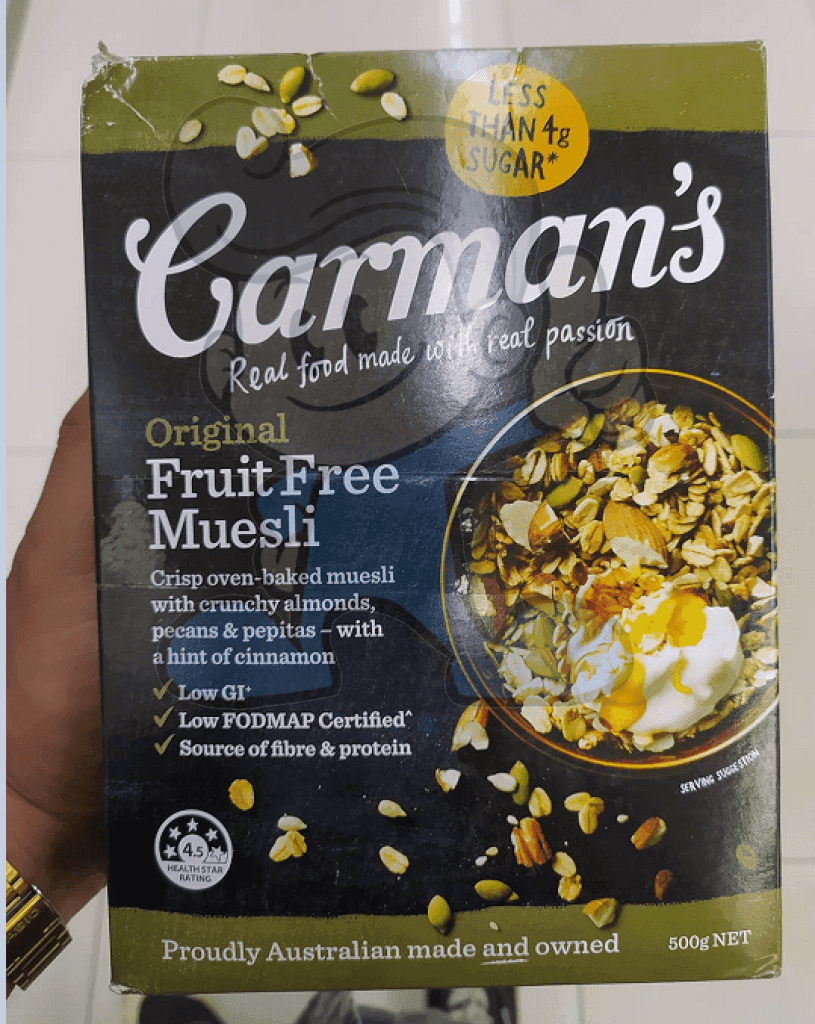 Carmans Original Fruit Free Muesli 500G Groceries