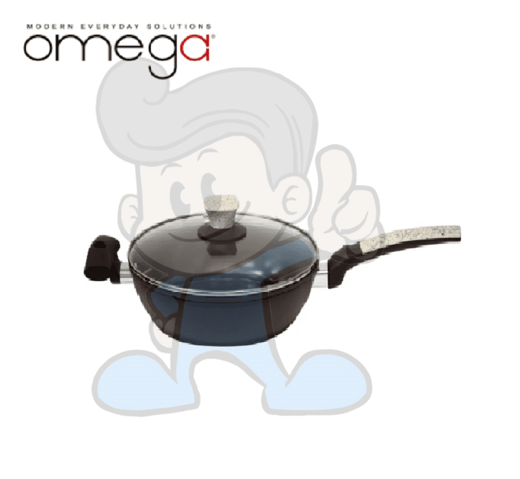 Omega Leigh 28cm Ceramic Coated Aluminum Deep Fry Pan with Lid Induction Ready