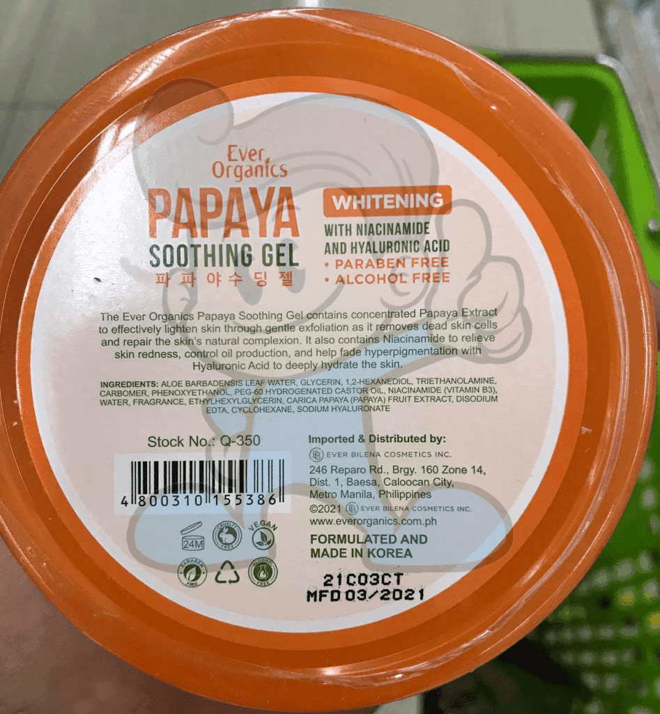 Ever Organics Papaya Whitening Soothing Gel 300Ml Beauty