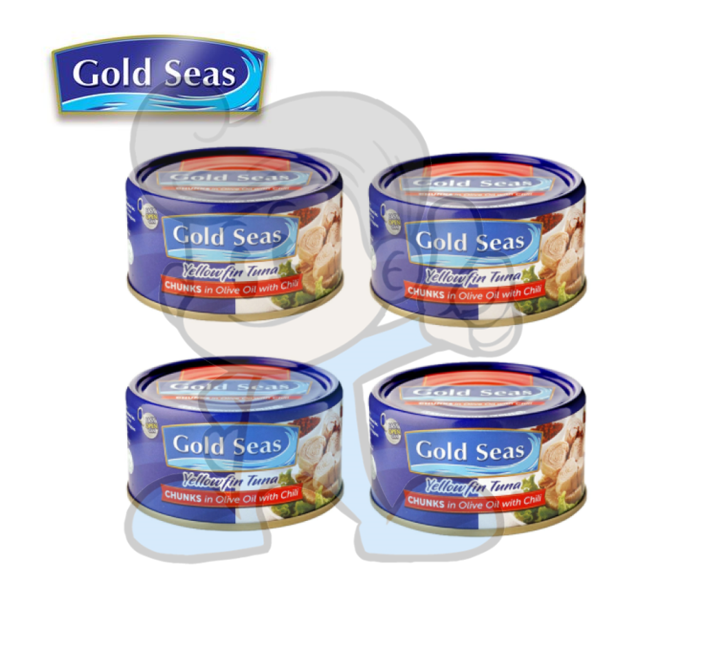 Gold Seas Yellow Fin Tuna Chunk Olive Oil W/ Chili (4 X 185G) Groceries
