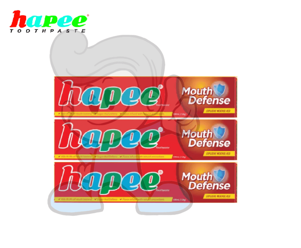 Hapee Toothpaste Mouth Defense Explosive Menthol Red (3 X 100 Ml) Beauty