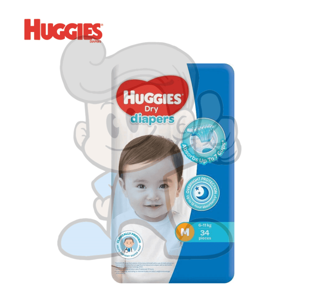 Huggies Dry Diapers Medium 34 Pcs Mother & Baby