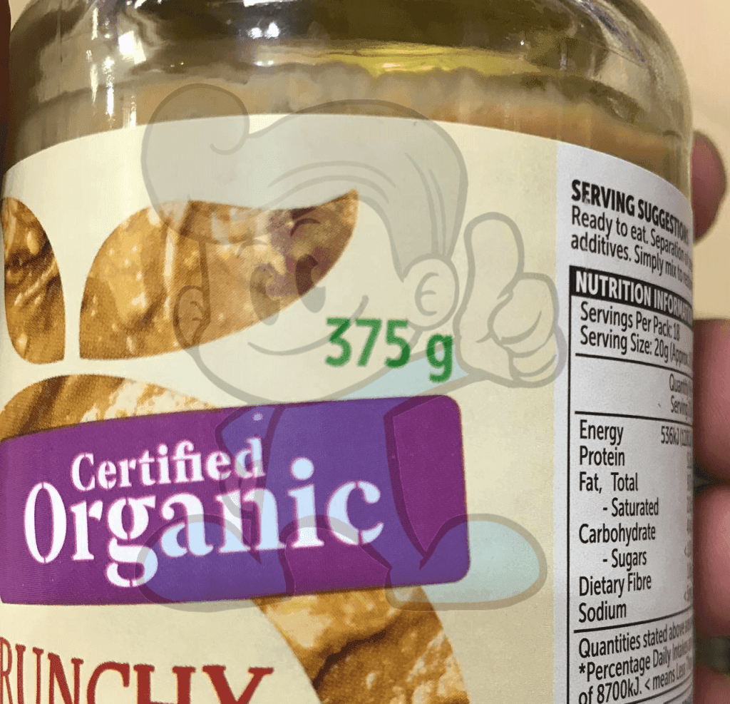 Macro Certified Organic Crunchy Peanut Butter 100% Peanuts 375G Groceries
