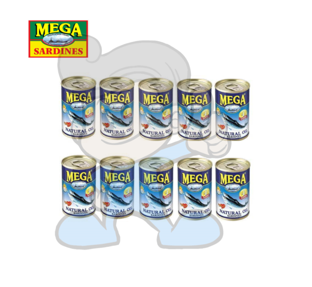 Mega Sardines Natural Oil Easy Open Can (10 X 155G) Groceries