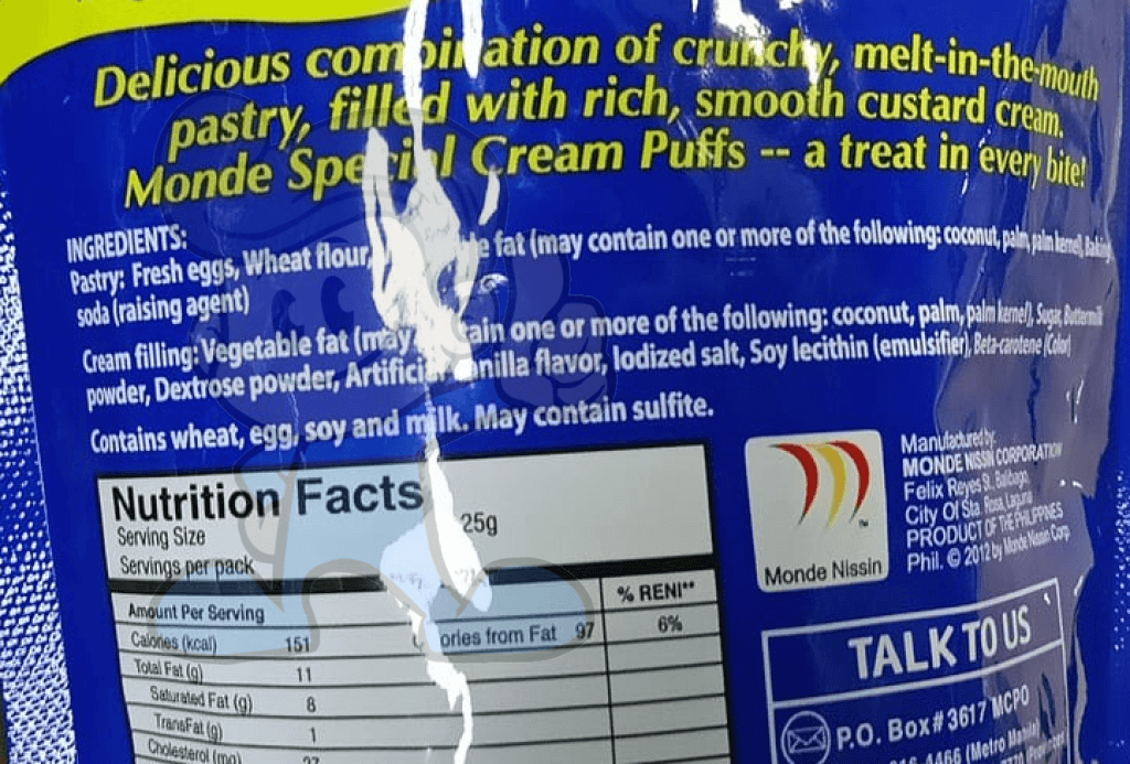 Monde Special Cream Puffs Custard (22 X 25G) Groceries