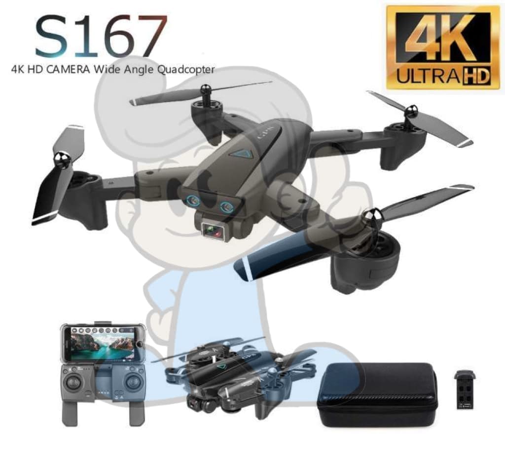 S167 4K 5G Wifi Foldable Rc Quadcopter Drone With Bag Cameras & Drones
