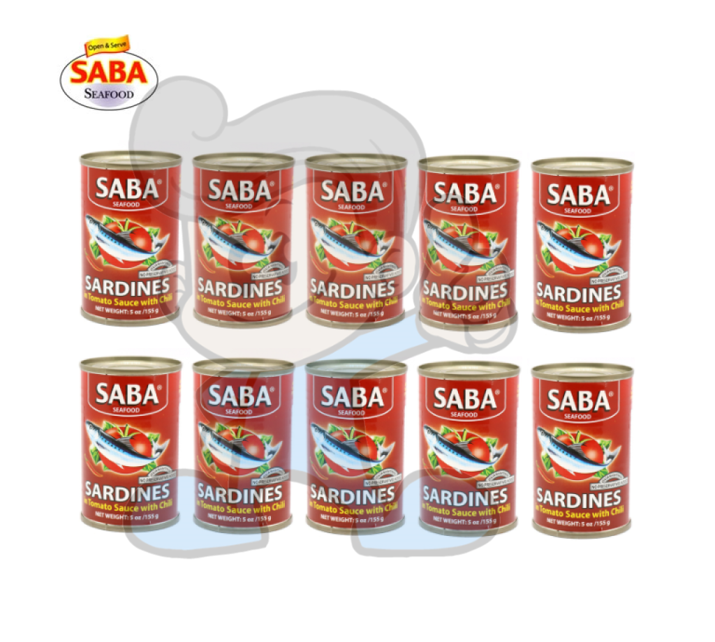 Saba Sardines In Tomato Sauce With Chili (10 X 155G) Groceries