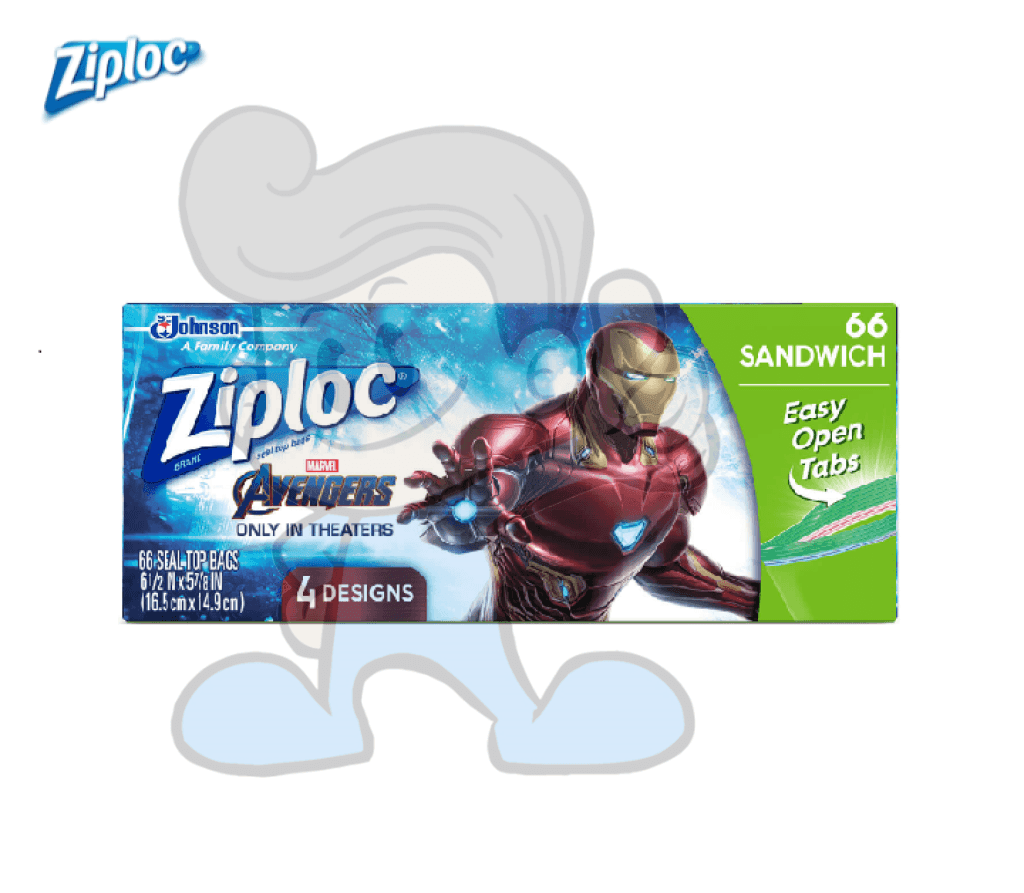 Scj Ziploc Seal Top Bags 66 Sandwich With 4 Avengers Designs Kitchen & Dining