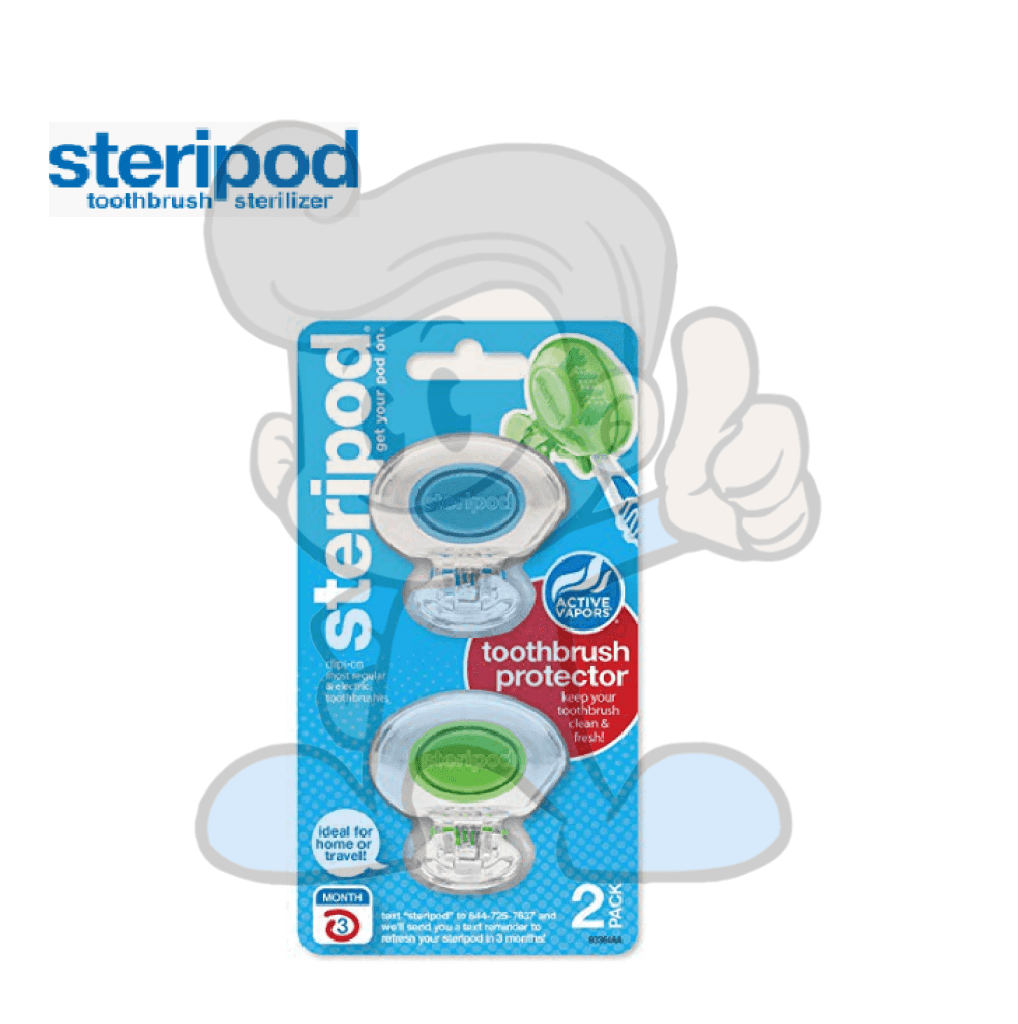 Steripod Clip-On Toothbrush Protector Clear Blue & Green Beauty