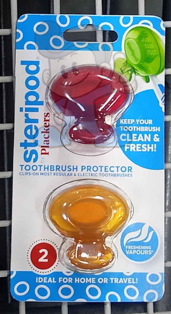 Steripod Plackers Clip On Toothbrush Protector 2S Red And Orange Beauty