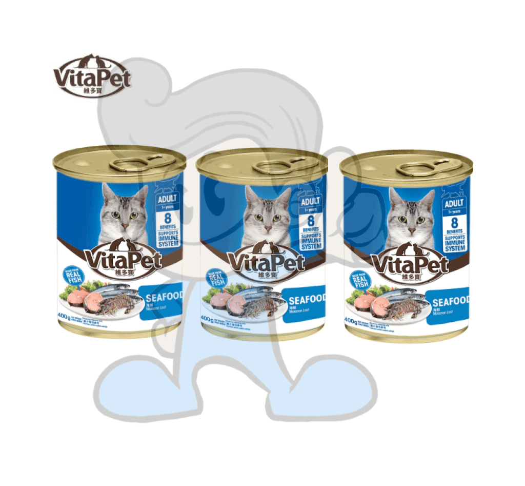 Vitapet Cat Food Seafood Flavor In Can (3 X 400G) Pet Supplies