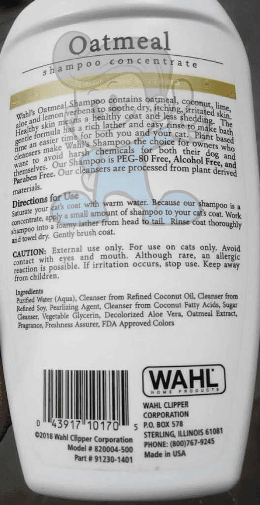 Wahl Oatmeal Formula Cat Shampoo 15.4 Oz Pet Supplies