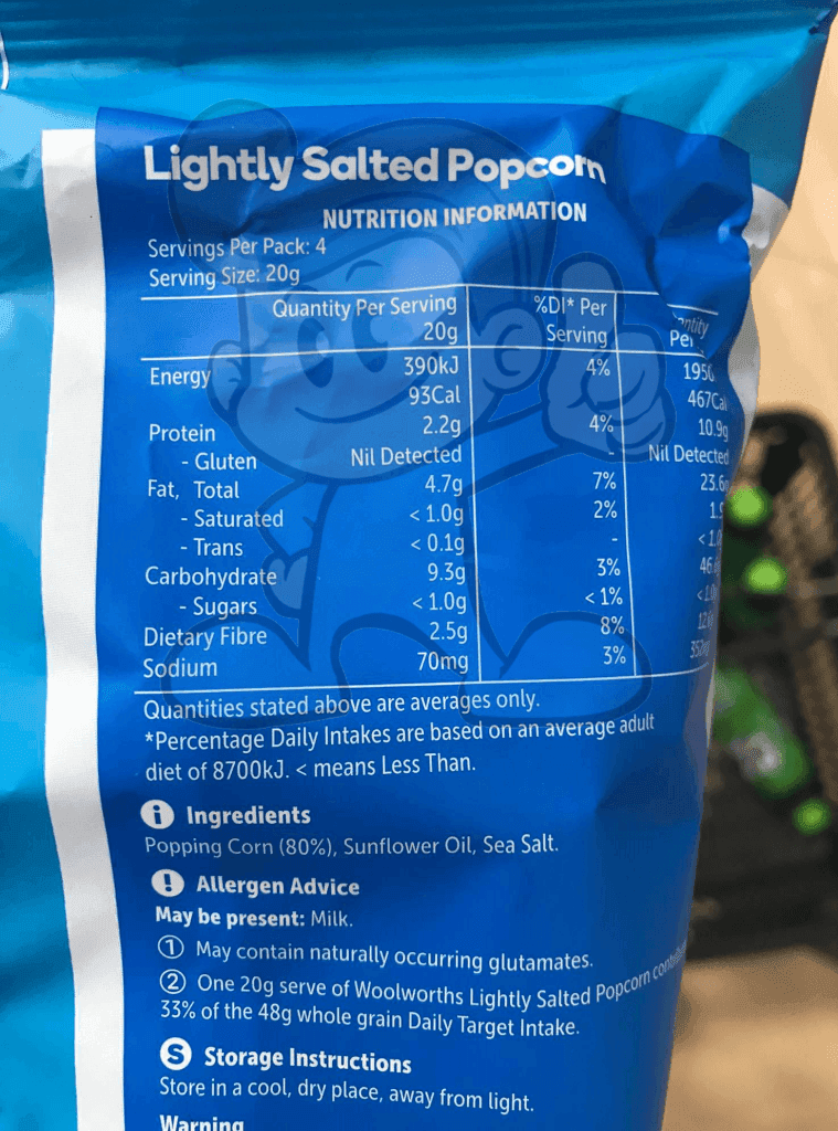Woolworths Australian Corn Lightly Salted Popcorn (2 X 80 G) Groceries