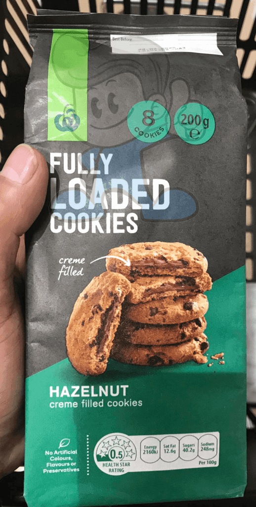 Woolworths Fully Loaded Cookies Hazelnut Creme Filled (2 X 200 G) Groceries