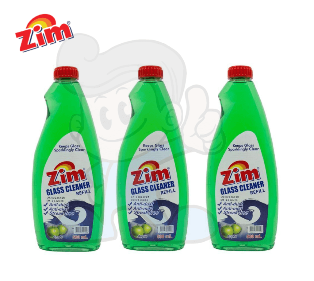 Zim Glass Cleaner Apple Refill (2 X 500Ml) Household Supplies